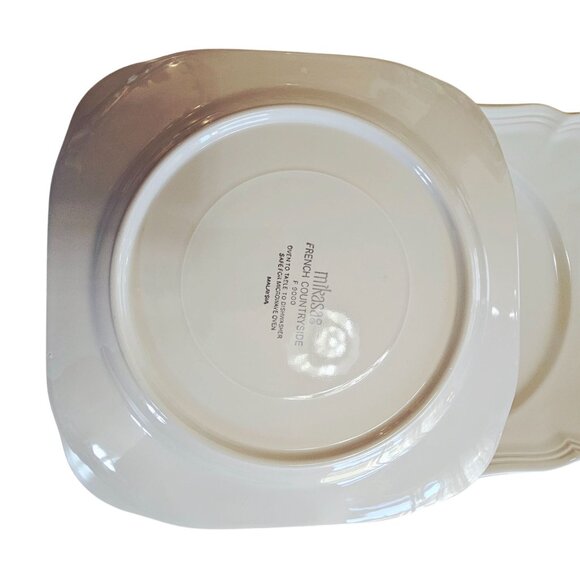 2 Mikasa French Countryside Square Dinner Plates 10" cream stoneware dishwasher - Picture 7 of 7